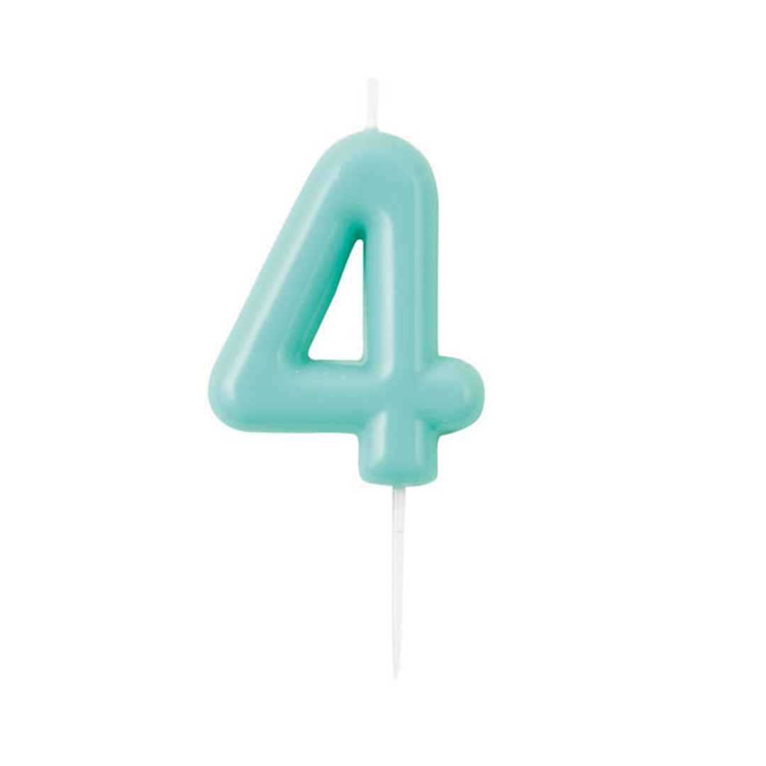 Candelina Torta Numero Glossy 10,5cm 4 Acquamarina