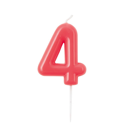 Candelina Torta Numero Glossy 10,5cm 4 Lampone
