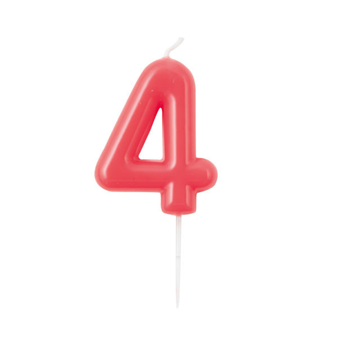 Candelina Torta Numero Glossy 10,5cm 4 Lampone