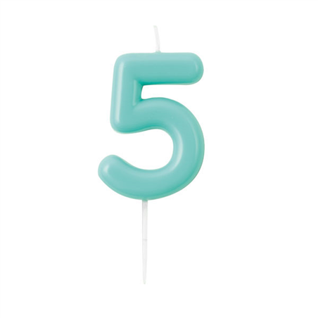 Candelina Torta Numero Glossy 10,5cm 5 Acquamarina