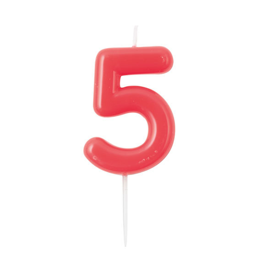 Candelina Torta Numero Glossy 10,5cm 5 Lampone