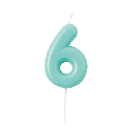 Candelina Torta Numero Glossy 10,5cm 6 Acquamarina