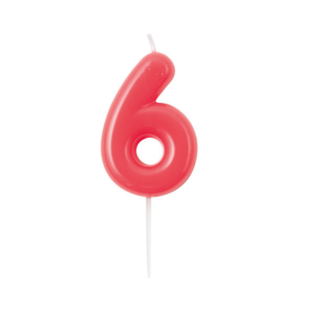 Candelina Torta Numero Glossy 10,5cm 6 Lampone