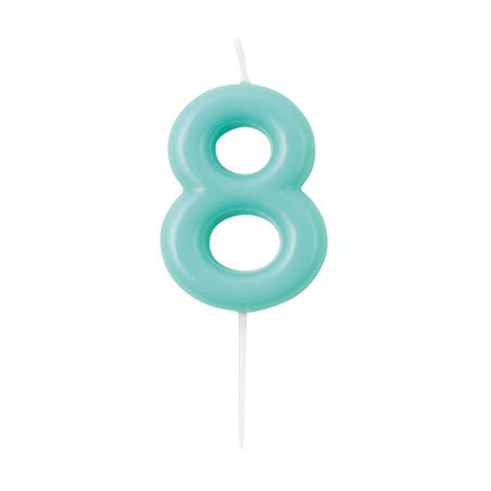 Candelina Torta Numero Glossy 10,5cm 8 Acquamarina