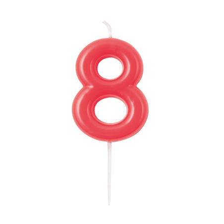 Candelina Torta Numero Glossy 10,5cm 8 Lampone