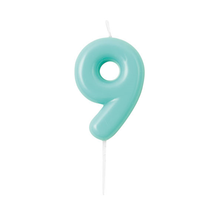 Candelina Torta Numero Glossy 10,5cm 9 Acquamarina