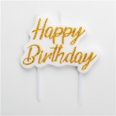 Candelina Happy Birthday Bio Glitter Bianco O