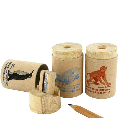 Temperamatite In Legno 1 Foro Con Serbatoio In Cartone Riciclato