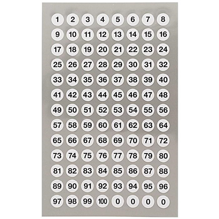 Office Stick White Number 8.5mm 4 Fogli