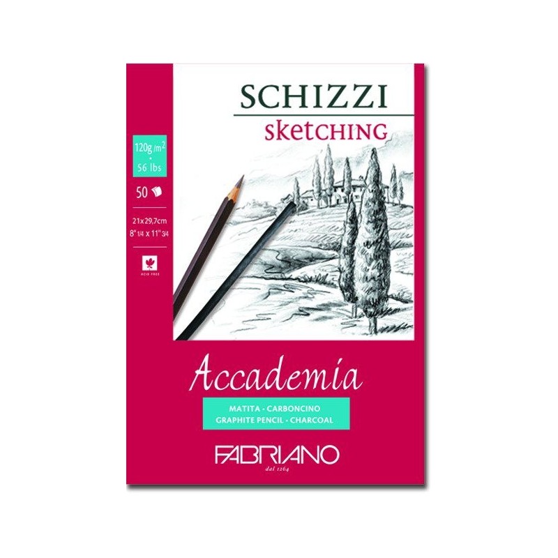 Fabriano - Accademia Sketches Block 29, 7 X 42 Cm 120 G 50 Sheets Natural-Grain Block Glued Side 1