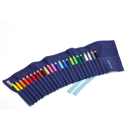 Cartucciera 24 Colori Astuccio Stoffa Blu