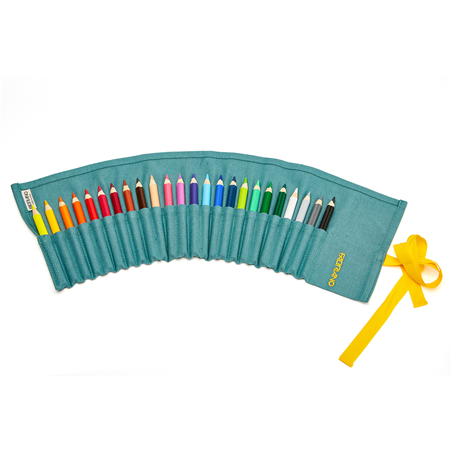 Cartucciera 24 Colori Astuccio Stoffa Acquamarina
