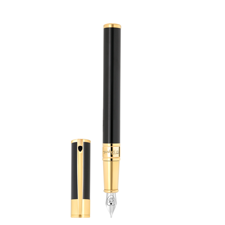 Penna Stilografica Tascabile In Legno E Metallo - 102mm Con Pennino Fine 0.5mm - 20 Cartucce Inchiostro Nero Incluse
