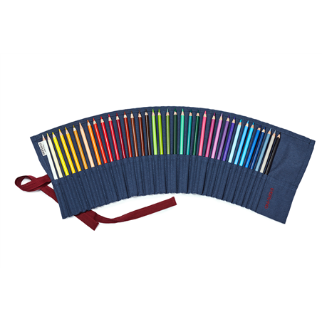 Cartucciera 36 Pastelli Astuccio Stoffa Blue