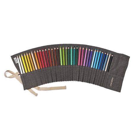 Cartucciera 36 Pastelli Astuccio Stoffa Darkbrown