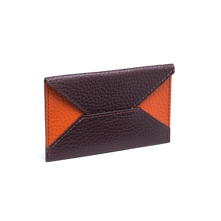 Porta Biglietti Da Visita In Pelle Alex Orange/plum