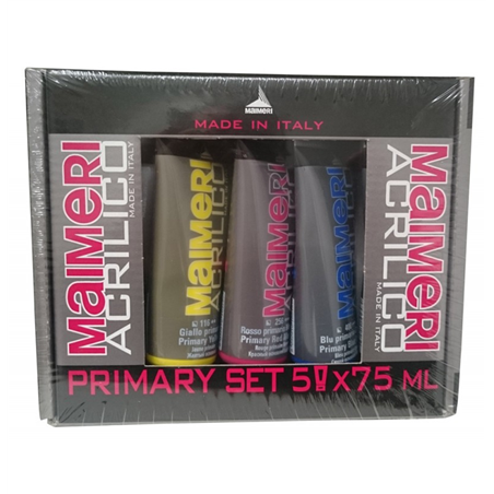 Set  Acrilico 75ml Pezzi 5 Colori Primari