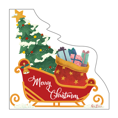 Tovagliolo 33x33 3 Veli Sagomato 16pz Natale Slitta Di Natale