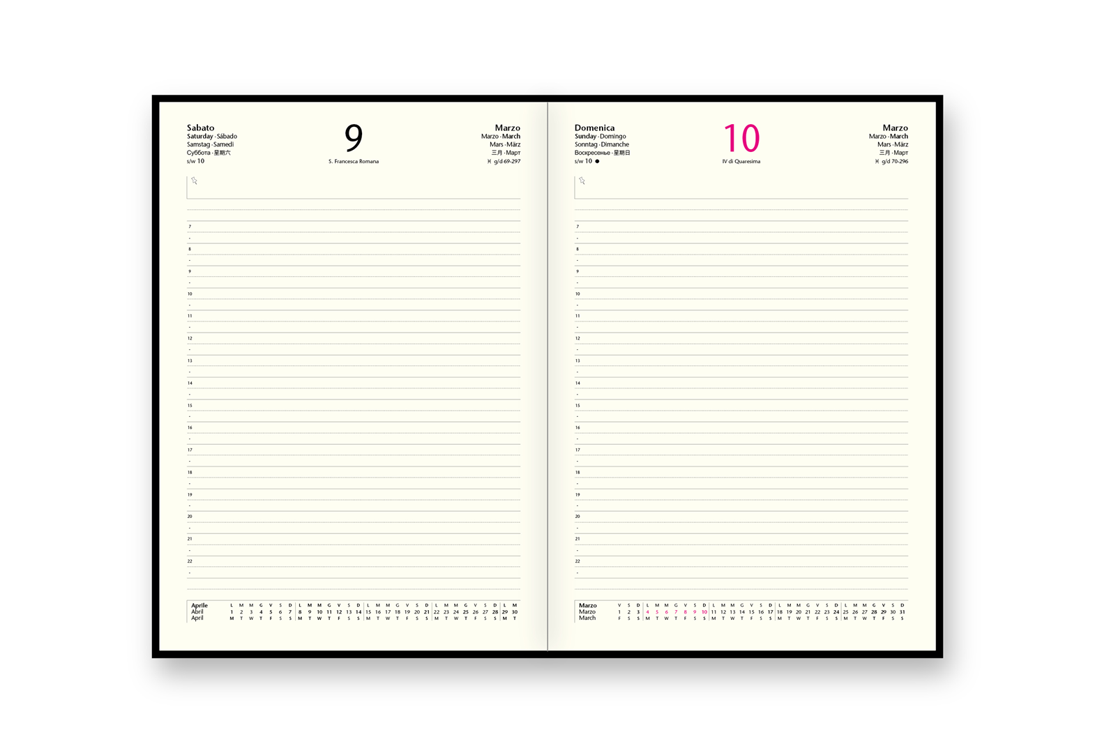 Ricambio Agenda 17x24cm Giornaliera Nero Carta Avorio — immagine 2