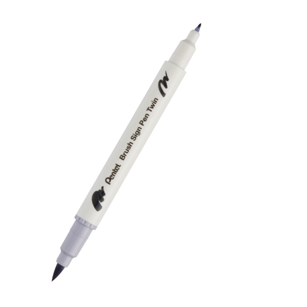 Pennarello Brush Sign Pen Twin Doppia Punta Silver Grey