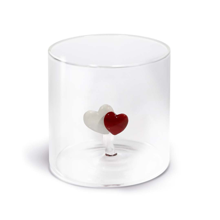 Bicchiere Vetro  Con Deco Interno 250ml Wd Cuori