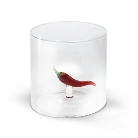 Bicchiere Vetro  Con Deco Interno 250ml Wd Peperoncino