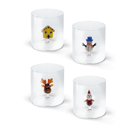 Bicchiere Vetro  Con Deco Interno 250ml Natal