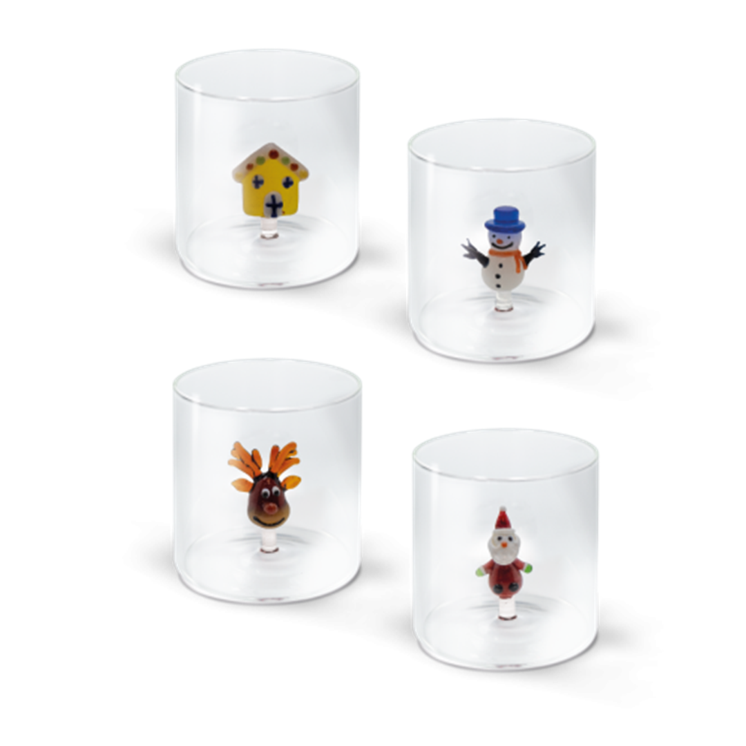 Bicchiere Vetro Con Deco Interno 250ml Natal