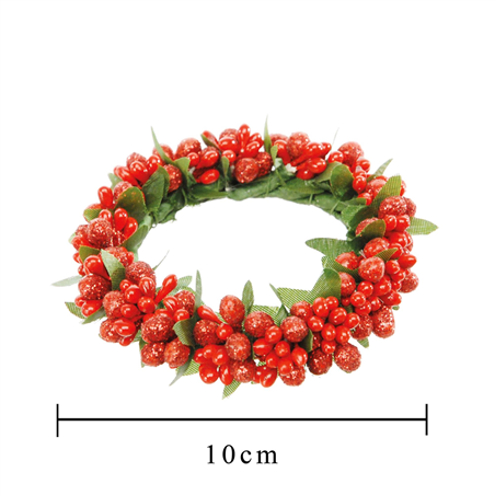 Corona Girocandela Mini Bacche D10cm Rosso