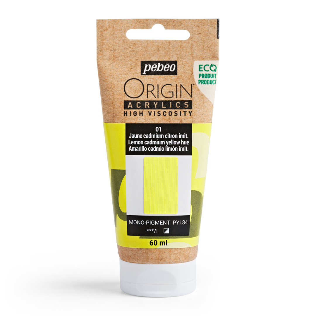 Acrilico Origin 60ml Eco Alta Viscosita' 01-Giallo Di Cadmio Limone Imitazione — immagine 2