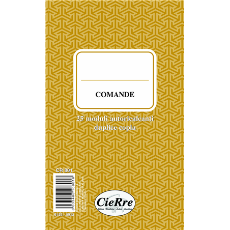 Comande Generiche - Blocco Di 25x2 Fg.ricalco 17x10