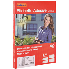 ETICHETTE ADESIVE IN FOGLI A4 210X148 MM SENZA MARGINI, CARTA
