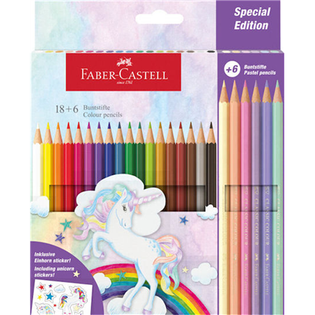 Astuccio 18 Matite Colorate + 6 Pastello Classic Unicorno