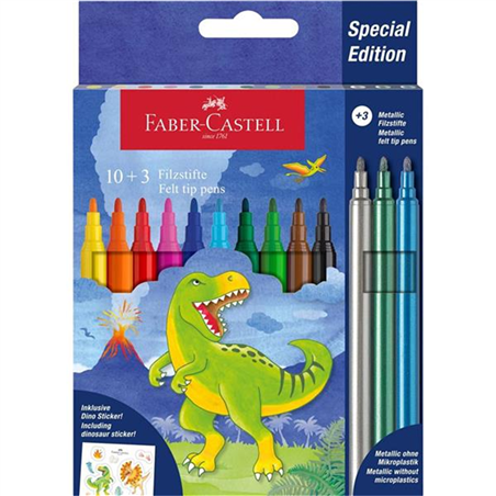 Astuccio 10 Pennarelli Colorati + 3 Metal Dinosauro