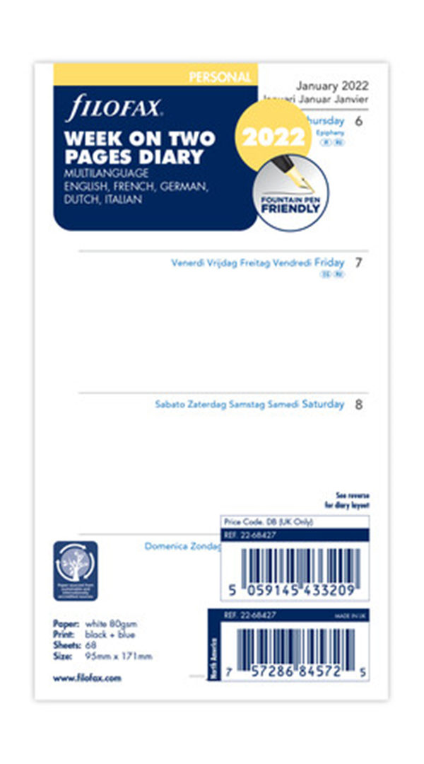 Diario Bi-Settimanale Personal Inglese Carta Bianca — immagine 2