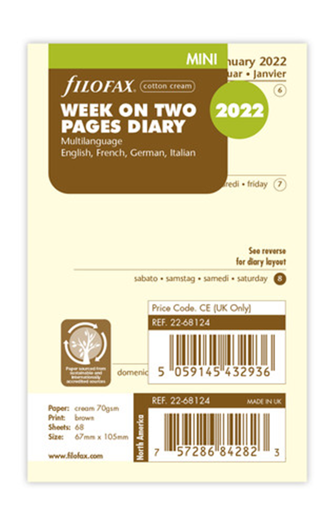 Diario Settimanale Mini 4 Lingue Carta Avorio — immagine 2