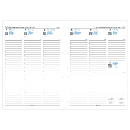 Diario Settimanale A4 Inglese Verticale Carta Bianca Con Note