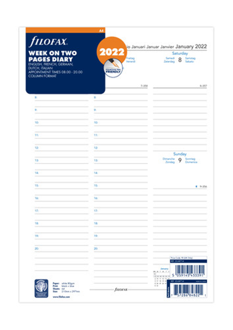 Diario Settimanale A4 Inglese Verticale Carta Bianca Con Note — immagine 2