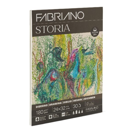 Blocco  Storia 24x32 30 Fogli 180g 25% Cotone Collato Grana Fina