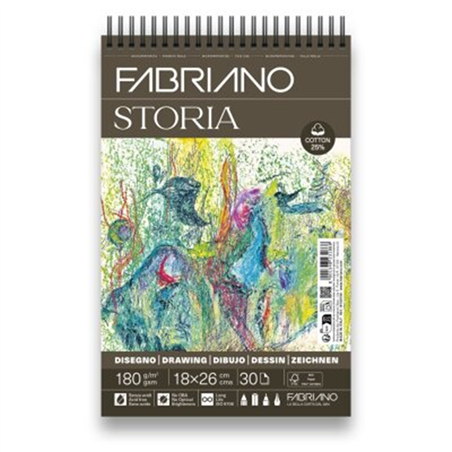 Blocco  Storia 18x26 30 Fogli 180g 25% Cotone Spiralato Grana Fine