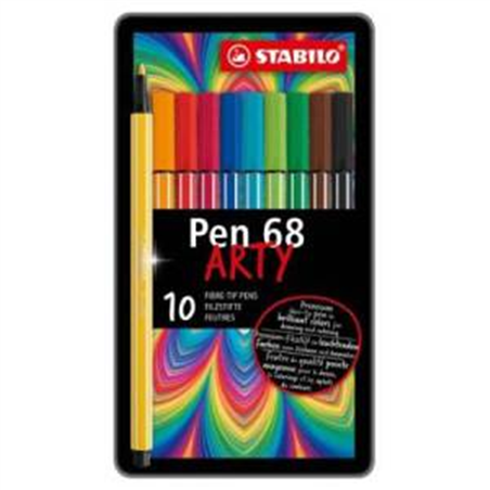 STABILO PEN 68 ARTY PEZZI 10 SCATOLA IN METALLO