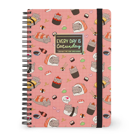 Large Spiral Notebook L15.5cm H21cm  Sushi Cat