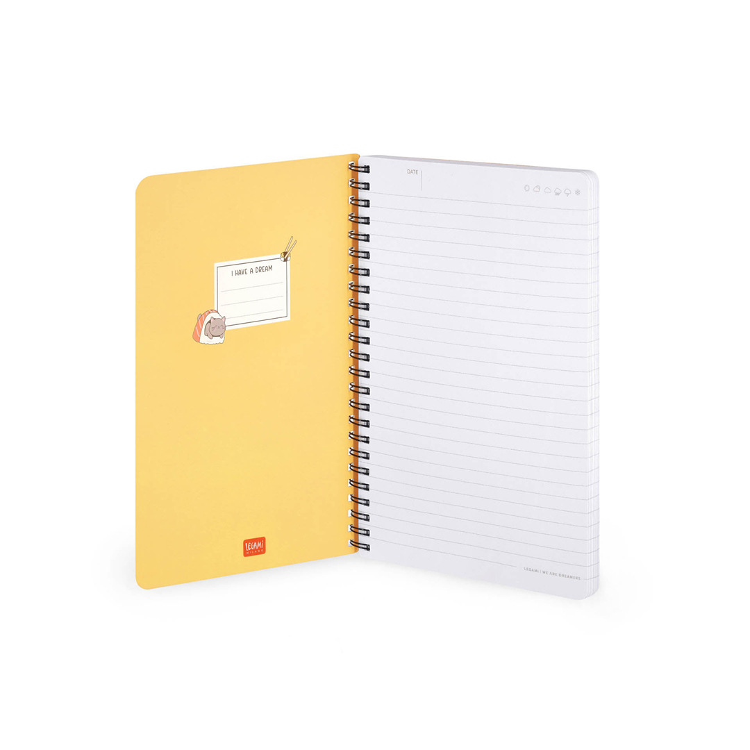 Large Spiral Notebook L15.5cm H21cm  Sushi Cat — immagine 2