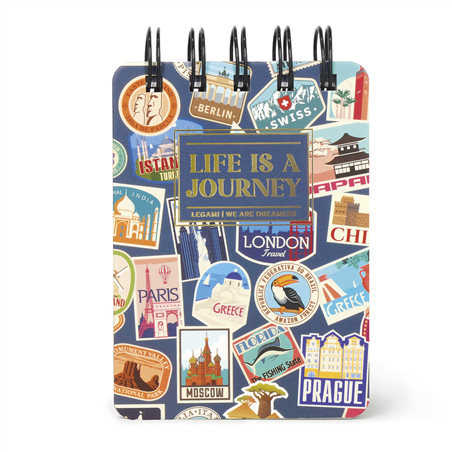 Spiral Notebook Mini Lined Travel Stickers