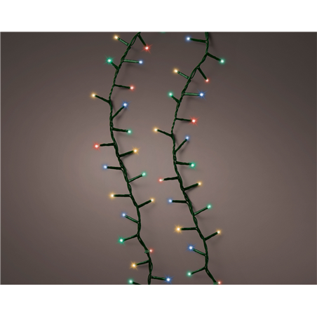 Filo Trasparente Luce Bianca Calda-8 Funzioni 750led Twinkle Compact 16mt Con Trasformatore Uso Esterno