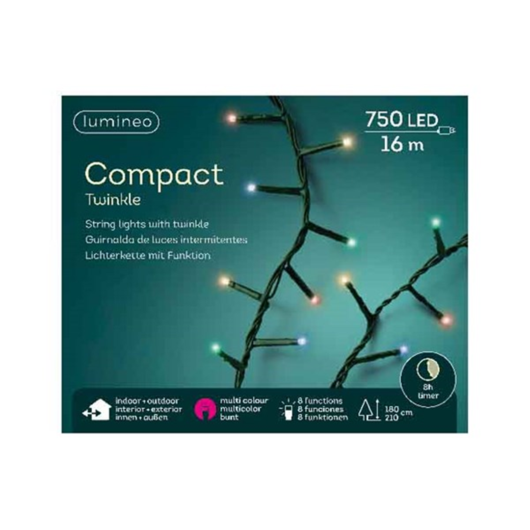 Filo Trasparente Luce Bianca Calda-8 Funzioni 750led Twinkle Compact 16mt Con Trasformatore Uso Esterno — immagine 2