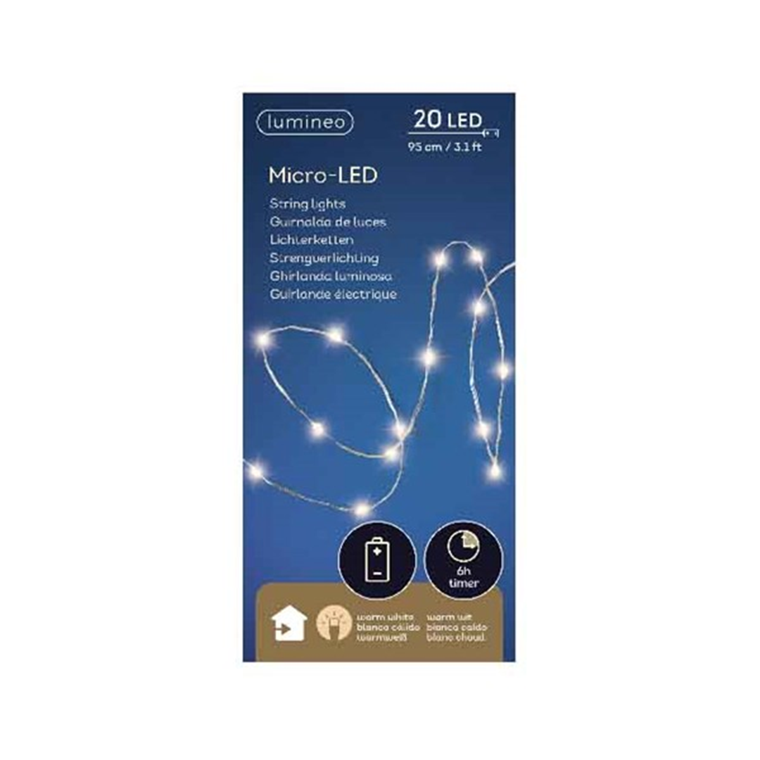 Filo 95cm Luce Bianca Calda - A Batteria Uso Interno — immagine 2