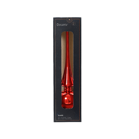 Puntale In Vetro 26cm Rosso Lucido