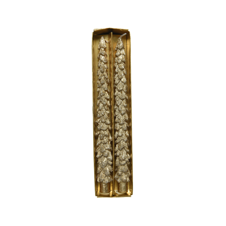 Candela Conica Abete 26cm 2pz Oro