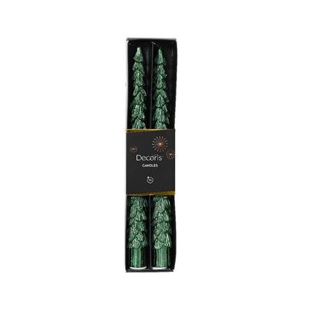 Candela Conica Abete 26cm 2pz Verde Pino Lucido
